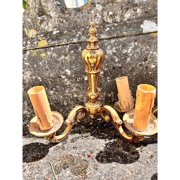 Vintage French Brass Wall Sconces x2– Ornate Rococo Candle Holders – Antique - Picture 2 of 4
